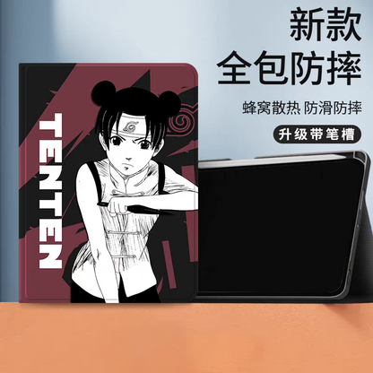 Japanese Anime Naruto Ninja Comic Style Protect Case with Pen Holder | Ten Ten Brown - iPad Mini 4,5,6,7 / iPad Air / iPad Pro 2025 2024 2022 2021 2020 2018