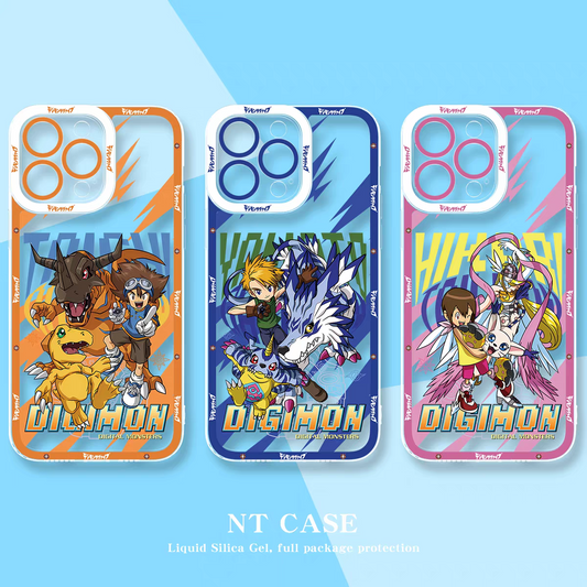 Japanese Cartoon Digimon Adventure Digital Monster Clean Case | 1st Generation 8 Characters with Digimon - iPhone Case PLUS SE2 XS XR X 11 12 13 14 15 16 16e 17 17e Pro Promax 12mini 13mini