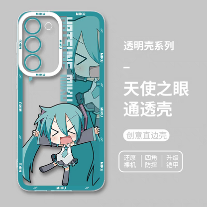 Japan Characters Miku Cute Drawing Version | Surprise Emo - Phone Case Samsung Galaxy S25 S24 S23 S22 S21 FE Ultra Edge