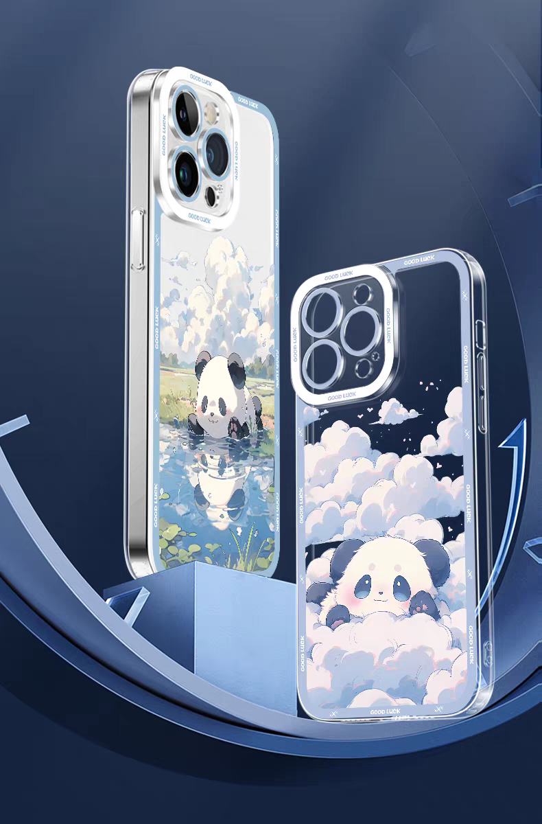 Japan Style Water Paint Cute Animal Style | Panda 5 Styles - iPhone Case PLUS SE2 XS XR X 11 12 13 14 15 16 16e 17 17e Pro Promax 12mini 13mini