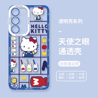 Japanese Cartoon Hello Kitty | Vintage Kitty with Milk Bottles - Phone Case Samsung Galaxy S25 S24 S23 S22 S21 FE Ultra Edge