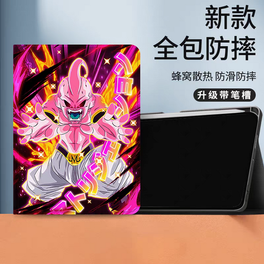 Japanese Anime Dragon Ball Anime Neon Style Protect Case with Pen Holder | Majin Buu - iPad Mini 4,5,6,7 / iPad Air / iPad Pro 2024 2022 2021 2020 2018
