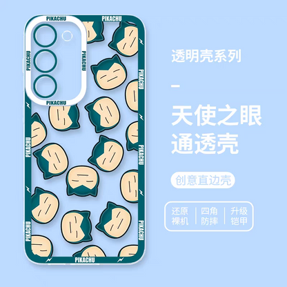 Japan Cartoon Pokemon Full Happy Face Verison | Snoriax - Phone Case Samsung Galaxy S25 S24 S23 S22 S21 FE Ultra Edge21 FE Ultra Edge