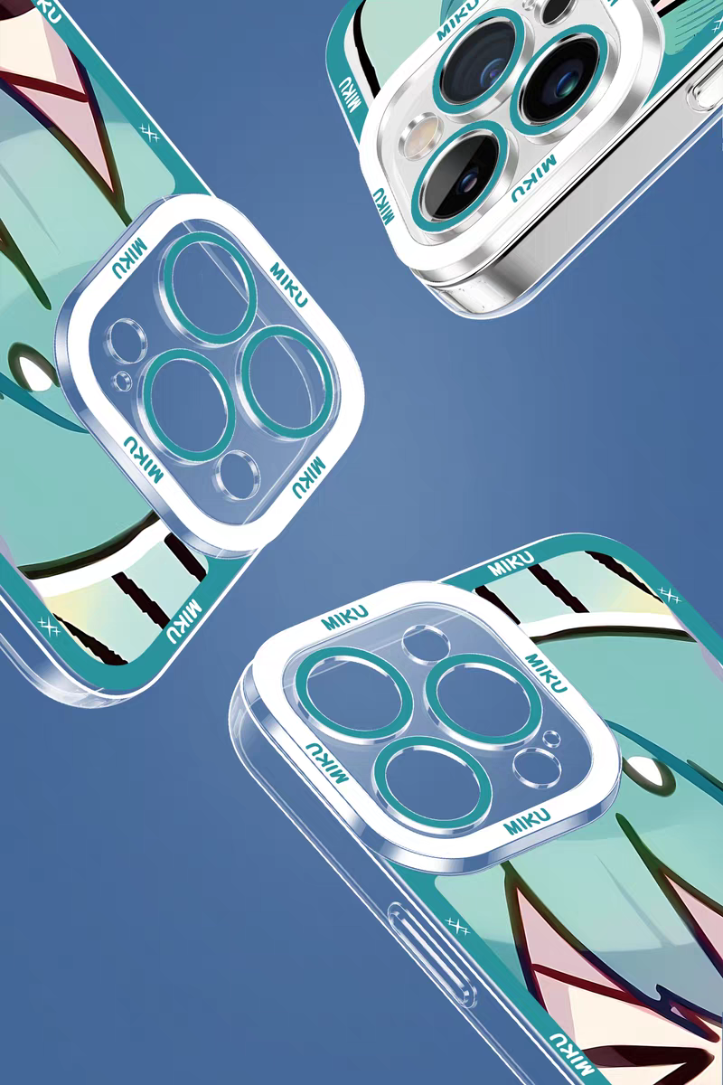 Japan Characters Miku Cute Drawing Version | Surprise Emo - iPhone Case 7 8 PLUS SE2 XS XR X 11 12 13 14 15 16 16e 17 Pro Promax 12mini 13mini