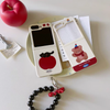 Korean Cute Girlish Style | Apple with Black Car & Winter Bear - Phone Case Samsung Galaxy Z Flip 3 4 5 6 7