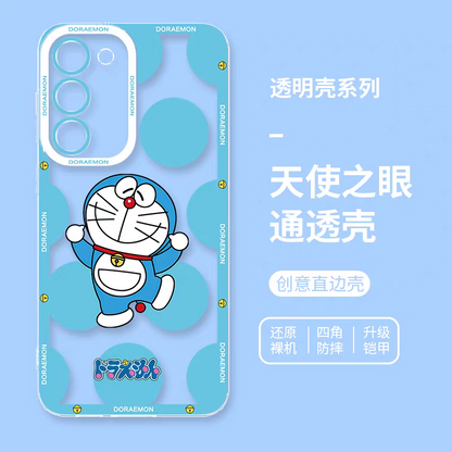 Japanese Cartoon Blue Robot Cat | Doraemon Happy Smile - Phone Case Samsung Galaxy S25 S24 S23 S22 S21 FE Ultra Edge