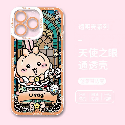 Japanese Cartoon Chiikawa Magic Girl Glass Window | Usagi - iPhone Case 6 7 8 PLUS SE2 XS XR X 11 12 13 14 15 16 16e 17 Pro Promax 12mini 13mini