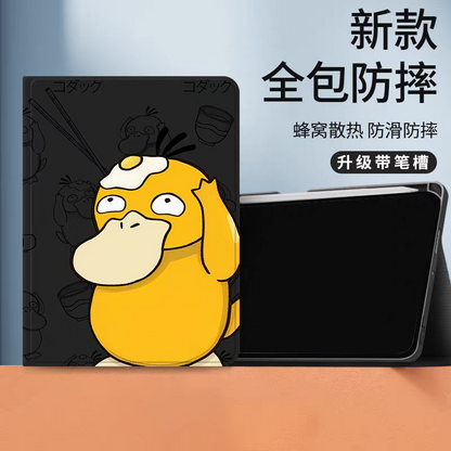 Japanese Cartoon Pokemon Protect Case with Pen Holder | Psyduck with Egg Black - iPad Mini 4,5,6,7 / iPad Air / iPad Pro 2025 2024 2022 2021 2020 2018