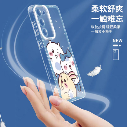 Japanese Cartoon Chiikawa | Pink Love Support Chiikawa - Phone Case Samsung Galaxy S25 S24 S23 S22 S21 FE Ultra Edge