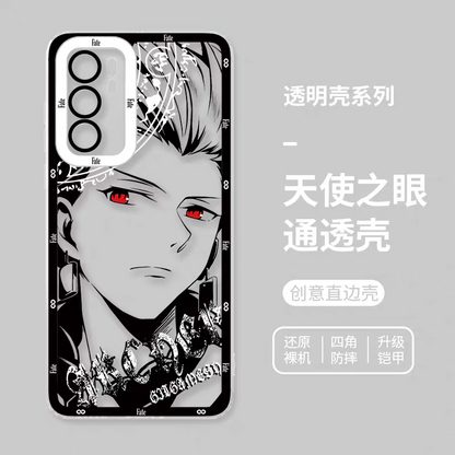 Japanese Anime Fate Stay Night Black Drawing with Colour Eyes Style | Gilgamesh Saber Mash Ishtar EMIYA Tohsaka Rin Astolfo Joan of Arc - Phone Case Samsung Galaxy S26 S25 S24 S23 S22 S21 FE Ultra Edge