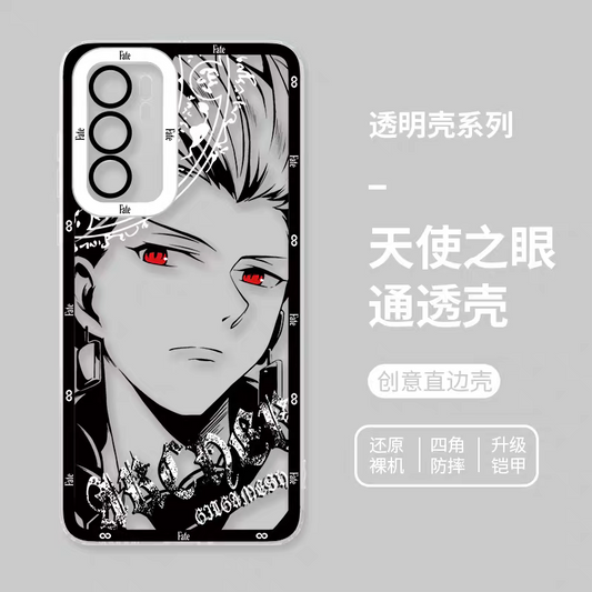 Japanese Anime Fate Stay Night Black Drawing with Colour Eyes Style | Gilgamesh Saber Mash Ishtar EMIYA Tohsaka Rin Astolfo Joan of Arc - Phone Case Samsung Galaxy S26 S25 S24 S23 S22 S21 FE Ultra Edge