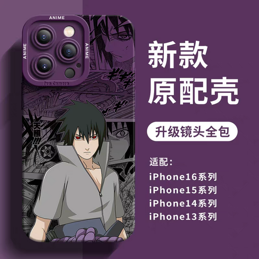 Japanese Cartoon Naruto Silicone Case Comic Anime Style | Sasuke - iPhone Case 6 7 8 PLUS SE2 XS XR X 11 12 13 14 15 16 16e 17 Pro Promax 12mini 13mini