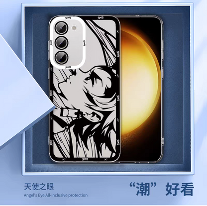 Japanese Anime Kimetsu no Yaiba Demon Slayer | White & Black Draft Style Rengoku Kyoujurou - Phone Case Samsung Galaxy S25 S24 S23 S22 S21 FE Ultra Edge