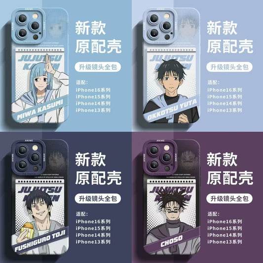 Japanese Anime Jujutsu Kaisen Silicone Case Daily Version | Miwa Yuta Toji Choso - iPhone Case PLUS SE2 XS XR X 11 12 13 14 15 16 16e 17 17e Pro Promax 12mini 13mini