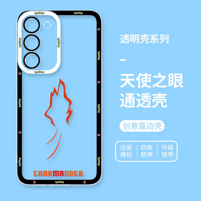 Japan Cartoon Pokemon Colourful Tail Version | Pikachu Gengar Charmander Squirtle Mew Bulbasaur Eevee Psyduck 8 Styles - Phone Case Samsung Galaxy S26 S25 S24 S23 S22 S21 FE Ultra Edge
