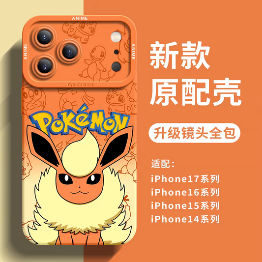 Japanese Cartoon Silicone Case Eevee Evolution | Vaporeon Jolteon Flareon Espeon Umbreon Leafeon Glaceon Sylveon - iPhone Case 6 7 8 PLUS SE2 XS XR X 11 12 13 14 15 16 16e 17 Pro Promax 12mini 13mini