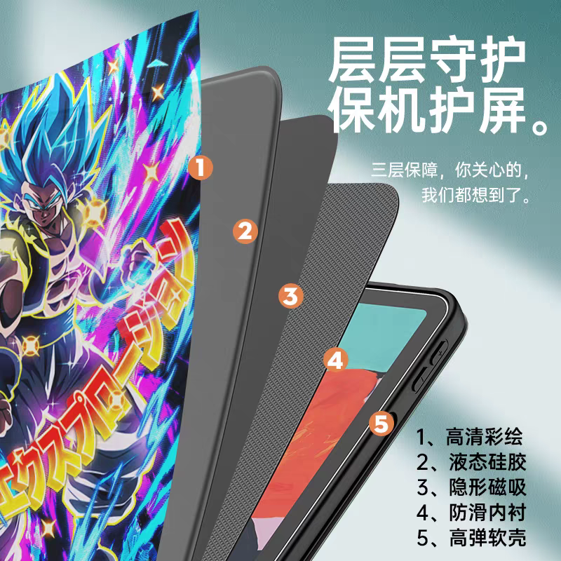 Japanese Anime Dragon Ball Anime Neon Style Protect Case | Son Goku Super Saiyan - iPad Mini 4,5,6,7 / iPad Air / iPad Pro 2024 2022 2021 2020 2018