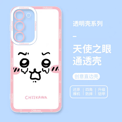 Japanese Cartoon Chiikawa Big Face | Chiikawa Hachiware Usagi Momonga Kurimanju Rakko Shisa Crab - Phone Case Samsung Galaxy S25 S24 S23 S22 S21 FE Ultra Edge