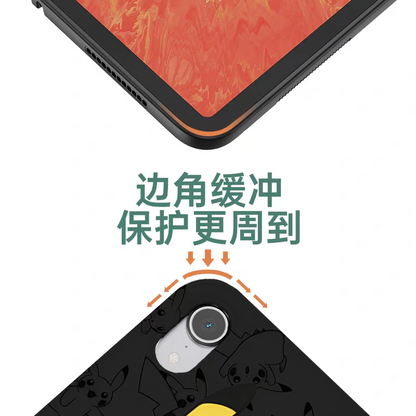 Japanese Cartoon Pokemon Protect Case | Back of Pikachu Black - iPad Mini 4,5,6,7 / iPad Air / iPad Pro 2025 2024 2022 2021 2020 2018