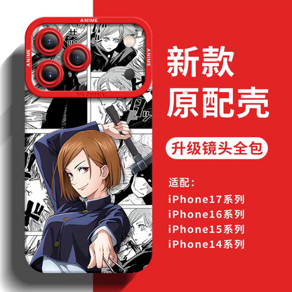 Japanese Anime Jujutsu Kaisen Silicone Case Comic Background Version | Satoru Yuji Megumi Kugisaki  Geto i Nanami Inumak- iPhone Case PLUS SE2 XS XR X 11 12 13 14 15 16 16e 17 17e Pro Promax 12mini 13mini