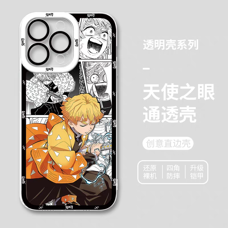 Japanese Anime Kimetsu no Yaiba Demon Slayer Comic with Anime Style | Zenitsu - iPhone Case 6 7 8 PLUS SE2 XS XR X 11 12 13 14 15 16 16e 17 Pro Promax 12mini 13mini