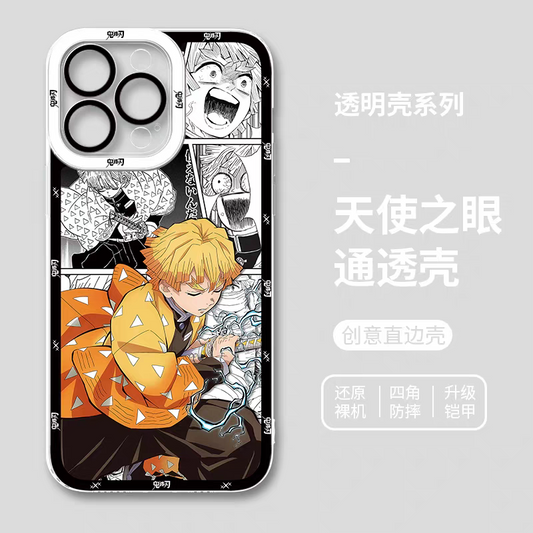 Japanese Anime Kimetsu no Yaiba Demon Slayer Comic with Anime Style | Zenitsu - iPhone Case 6 7 8 PLUS SE2 XS XR X 11 12 13 14 15 16 16e 17 Pro Promax 12mini 13mini