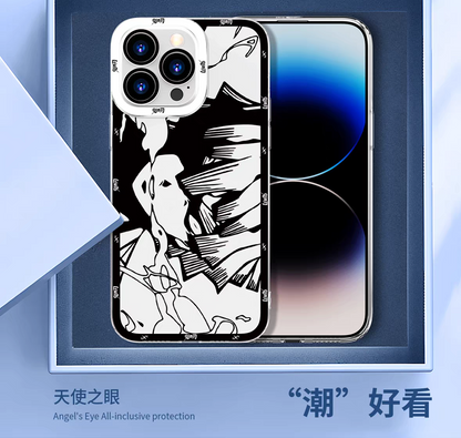 Japanese Anime Kimetsu no Yaiba Demon Slayer | White & Black Draft Style Nezuko - iPhone Case 6 7 8 PLUS SE2 XS XR X 11 12 13 14 15 16 16e Pro Promax 12mini 13mini