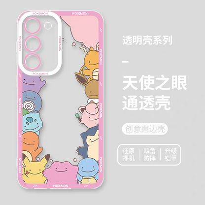 Japan Cartoon Pokemon Group Party Version | Frame & Full Screen 8 Styles - Phone Case Samsung Galaxy S26 S25 S24 S23 S22 S21 FE Ultra Edge