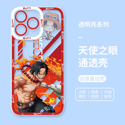 Japanese Cartoon One Piece | Portgas D. Ace Fighting - iPhone Case PLUS SE2 XS XR X 11 12 13 14 15 16 17 Pro Promax 12mini 13mini