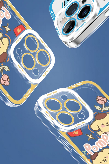 Japanese Cartoon Sanrio Friends Fun Emo Full Screen | Hello Kitty My Melody Kuromi Cinnamoroll Pompompurin Pochacco Hangyodon - iPhone Case PLUS SE2 XS XR X 11 12 13 14 15 16 16e 17 17e Pro Promax 12mini 13mini