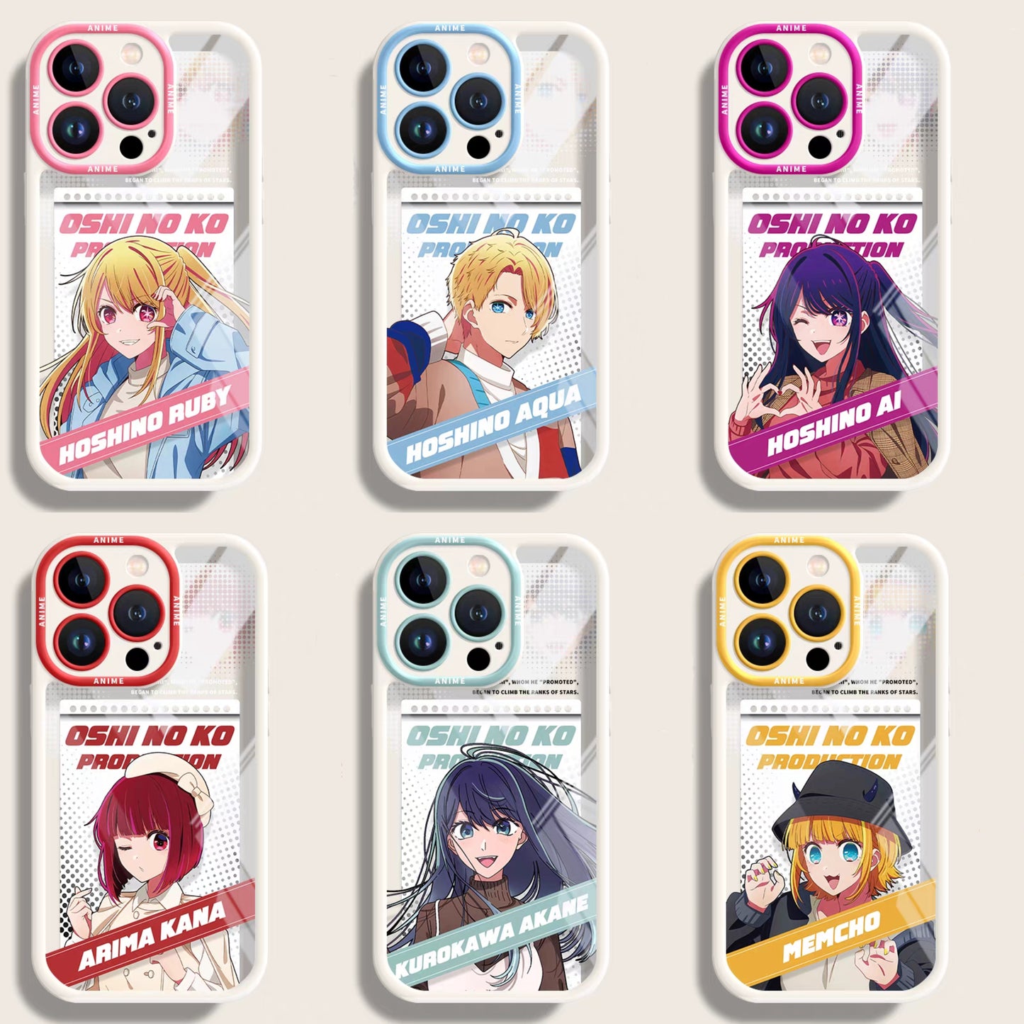 Japanese Cartoon Oshi no Ko Silicone Case | Colour Version 6 Styles - iPhone Case PLUS SE2 XS XR X 11 12 13 14 15 16 16e 17 17e Pro Promax 12mini 13mini