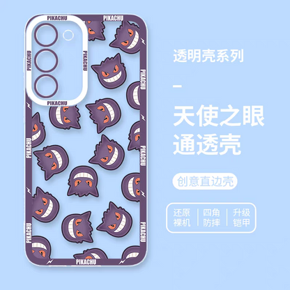 Japan Cartoon Pokemon Full Happy Face Verison | Gengar - Phone Case Samsung Galaxy S25 S24 S23 S22 S21 FE Ultra Edge21 FE Ultra Edge