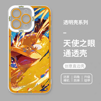 Japan Cartoon Pokemon Fighting Soul Version Part1 | Pikachu Gengar Eevee Charmander Mewtwo Squirtle Psyduck Lucario 8 Styles - iPhone Case PLUS SE2 XS XR X 11 12 13 14 15 16 16e 17 17e 18 Pro Promax 12mini 13mini
