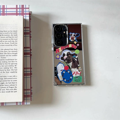 Korean Fashion Style Mirror Case | Milk Cow - Phone Case Samsung Galaxy S24 S23 S22 Ultra KawaiiGiftLand