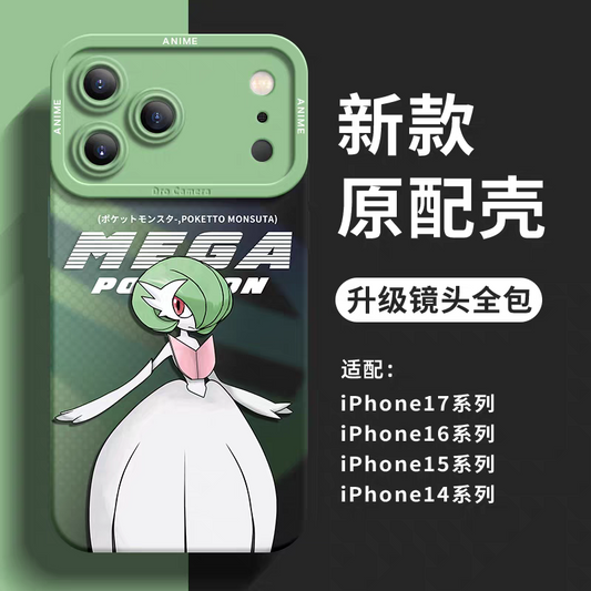 Japanese Cartoon Pokemon Silicone Case Mega Version | Gardevoir - iPhone Case 6 7 8 PLUS SE2 XS XR X 11 12 13 14 15 16 16e 17 Pro Promax 12mini 13mini