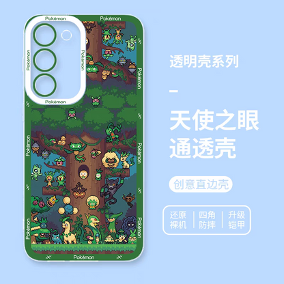 Japan Cartoon Pokemon Pixel Group Verison | Grass Type - Phone Case Samsung Galaxy S25 S24 S23 S22 S21 FE Ultra