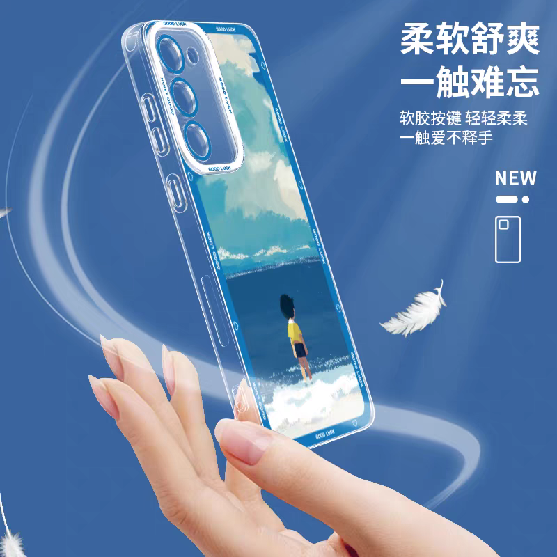 Japanese Cartoon Blue Robot Cat | Doraemon with Coastal - Phone Case Samsung Galaxy S25 S24 S23 S22 S21 FE Ultra Edge