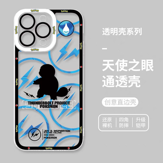 Japan Cartoon Pokemon Thunderbolt Project Version | Squirtle - iPhone Case 6 7 8 PLUS SE2 XS XR X 11 12 13 14 15 16 16e Pro Promax 12mini 13mini