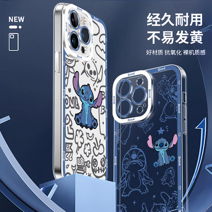 Cute Cartoon Stitch | Couple in Love - iPhone Case PLUS SE2 XS XR X 11 12 13 14 15 16 17 Pro Promax 12mini 13mini