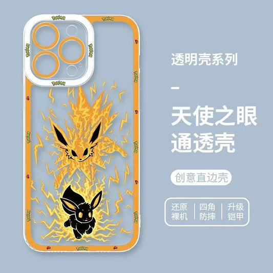 Japan Cartoon Pokemon Evolution Soul Version | Eevee Jolteon - Phone Case Samsung Galaxy S25 S24 S23 S22 S21 FE Ultra Edge- iPhone Case 6 7 8 PLUS SE2 XS XR X 11 12 13 14 15 16 16e Pro Promax 12mini 13mini