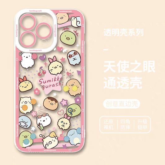 Japanese Cartoon Sumikko Gurashi | Full Screen Happy Cheer Up - iPhone Case PLUS SE2 XS XR X 11 12 13 14 15 16 17 Pro Promax 12mini 13mini