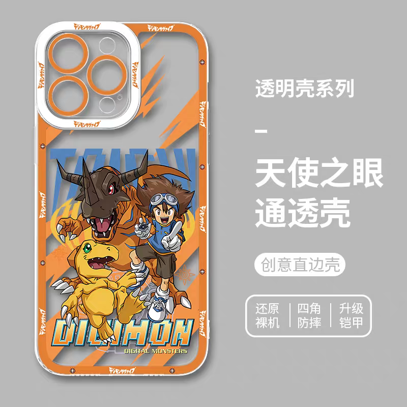 Japanese Cartoon Digimon Adventure Digital Monster Clean Case | 1st Generation 8 Characters with Digimon - iPhone Case PLUS SE2 XS XR X 11 12 13 14 15 16 16e 17 17e Pro Promax 12mini 13mini