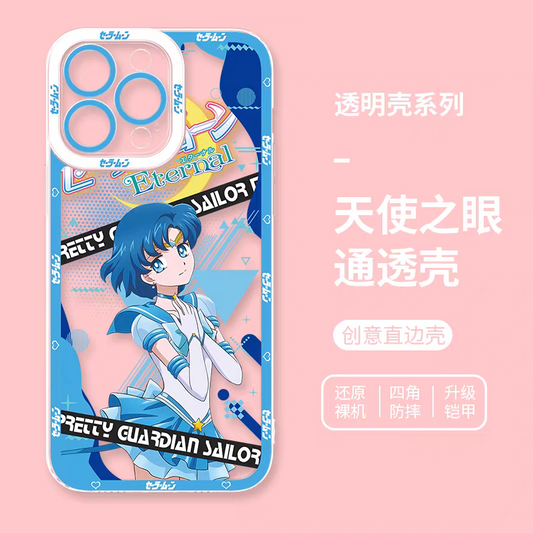 Japanese Cartoon Sailor Girl | Sailor Mercury - Sailormoon iPhone Case 6 7 8 PLUS SE2 XS XR X 11 12 13 14 15 16 16e 17 Pro Promax 12mini 13mini