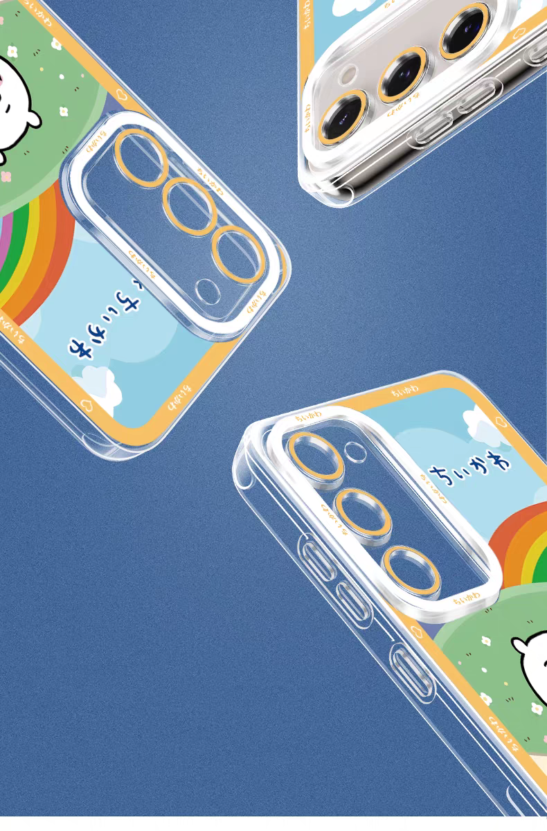 Japanese Cartoon Chiikawa | Chiikawa Hachiware Usagi Jump - Phone Case Samsung Galaxy S25 S24 S23 S22 S21 FE Ultra Edge