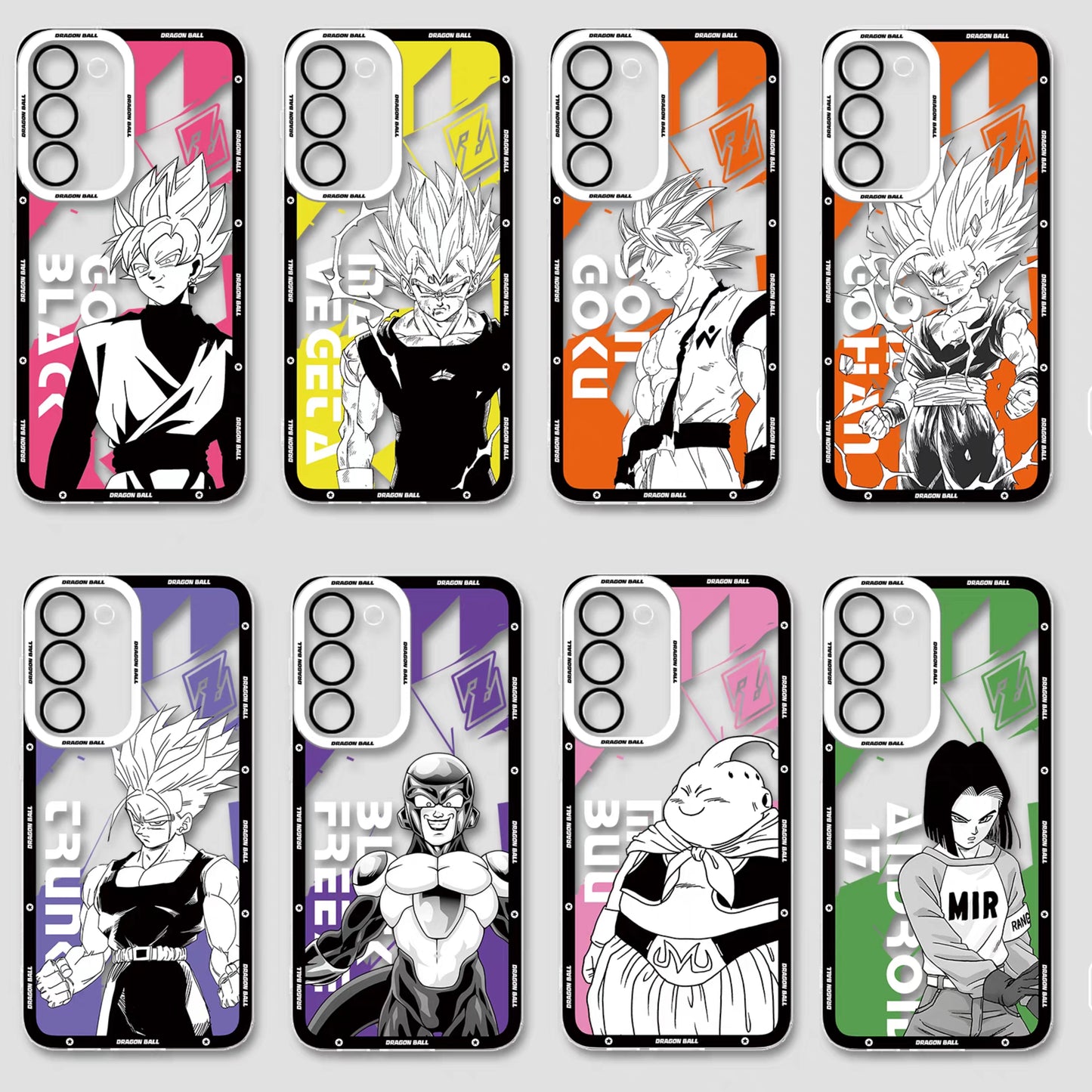 Japanese Anime Dragon Ball Comic Colour Background Version | Son Goku Vegeta Son Gohan Trunks Majin Buu Black Frieza Android 17 8 Styles - Phone Case Samsung Galaxy S26 S25 S24 S23 S22 S21 FE Ultra Edge