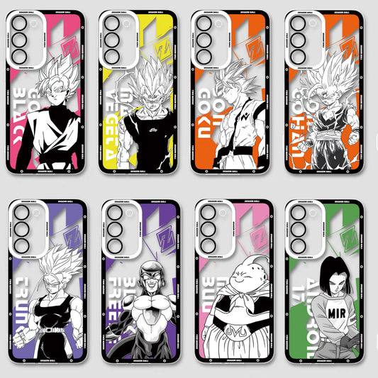 Japanese Anime Dragon Ball Comic Colour Background Version | Son Goku Vegeta Son Gohan Trunks Majin Buu Black Frieza Android 17 8 Styles - Phone Case Samsung Galaxy S26 S25 S24 S23 S22 S21 FE Ultra Edge