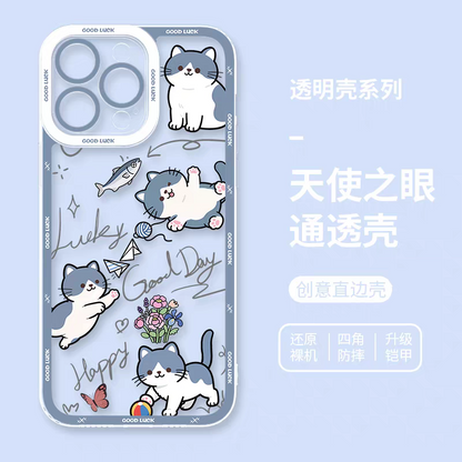 Japan Style Simple Cute Animals Style | Cats & Dogs Lucky Day 8 Styles - iPhone Case PLUS SE2 XS XR X 11 12 13 14 15 16 16e 17 17e Pro Promax 12mini 13mini