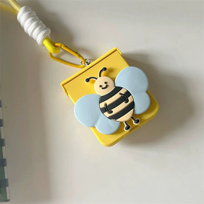 Korea Style Cute Style with Phone Stand | Elephant Bee Butterfly Ribbon - Phone Case Samsung Galaxy Z Flip 3 4 5 KawaiiGiftLand