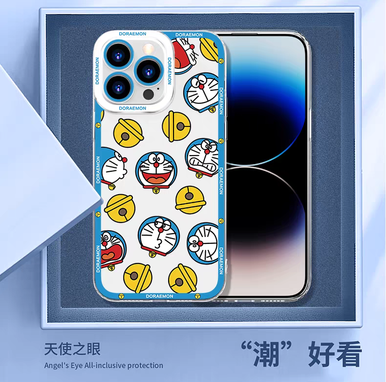 Japanese Cartoon Blue Robot Cat | Doraemon Painter - iPhone Case PLUS SE2 XS XR X 11 12 13 14 15 16 17 Pro Promax 12mini 13mini