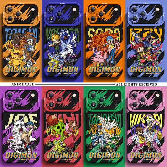 Japanese Cartoon Digimon Adventure Digital Monster Silicone Case | 1st generation 8 Characters with Digimon - iPhone Case 6 7 8 PLUS SE2 XS XR X 11 12 13 14 15 16 16e 17 Pro Promax 12mini 13mini